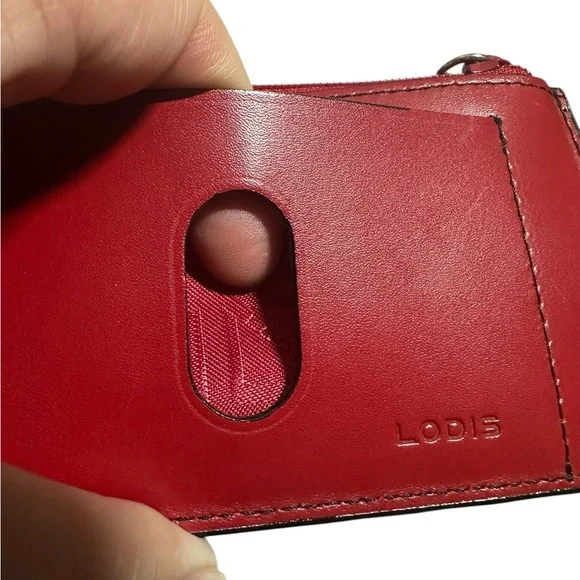 Lodis Audrey Slim RFID 5" Credit Card Case with Zipper Pocket in red. NWOT - Picture 6 of 8